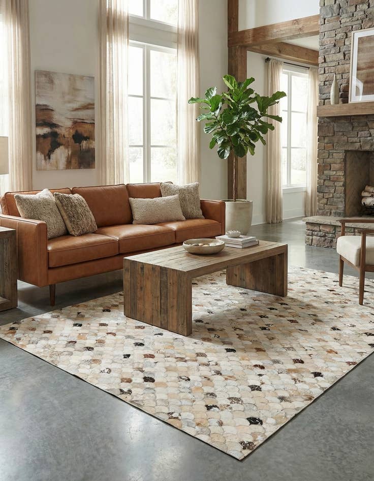 Detail image of 5' x 8' 1 Cowhide Leather Rug