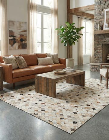 5' x 8' 1 Cowhide Leather Rug