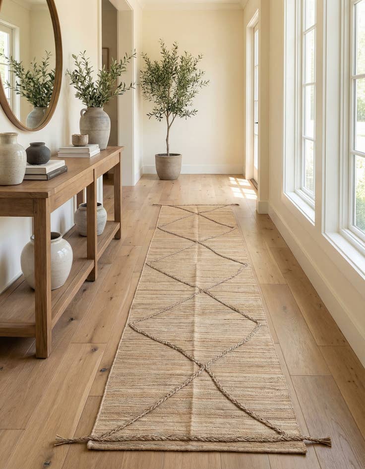 Detail image of 2' 5 x 10' 7  Hand Woven Kilim Modern Wool Runner Rug