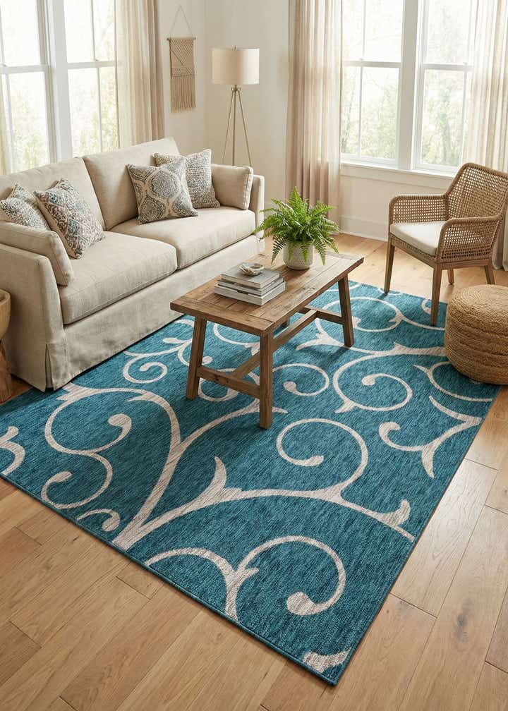 6' x 9' Easy-Clean Botanical Indoor / Outdoor Rug