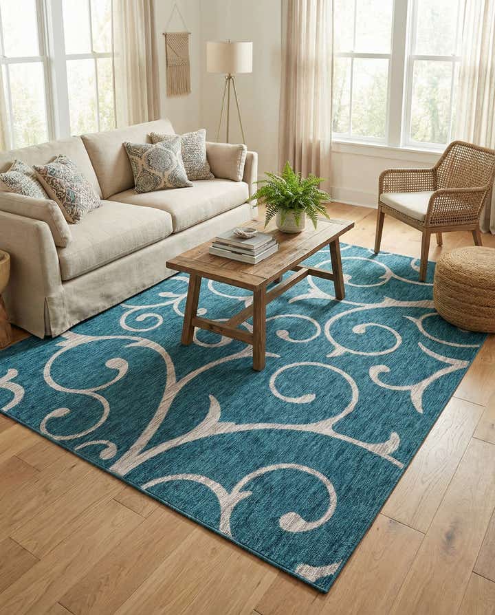 6' x 9' Easy-Clean Botanical Indoor / Outdoor Rug