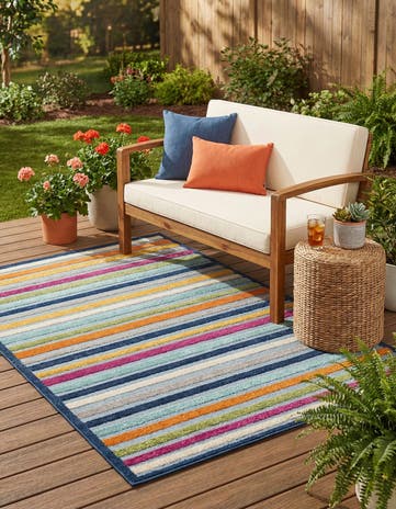 Blue Easy-Clean Aruba Indoor / Outdoor Rug