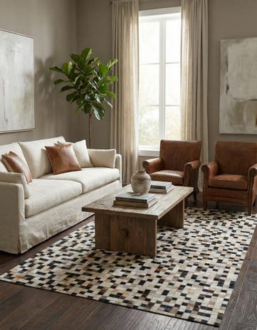 5' x 7' 9 Cowhide Leather Rug