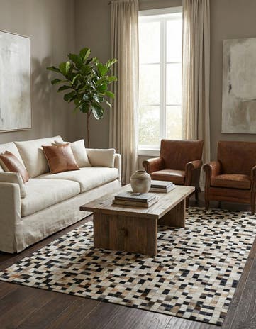 5' x 7' 9 Cowhide Leather Rug
