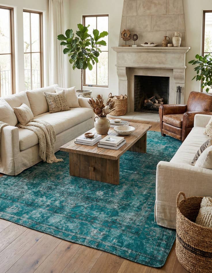 Detail image of 6' 10 x 9' 8  Hand Knotted Ultra Vintage Persian Wool Rug