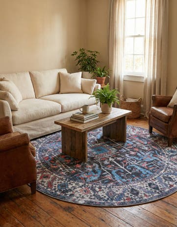 Black Washable Mangata Round Rug
