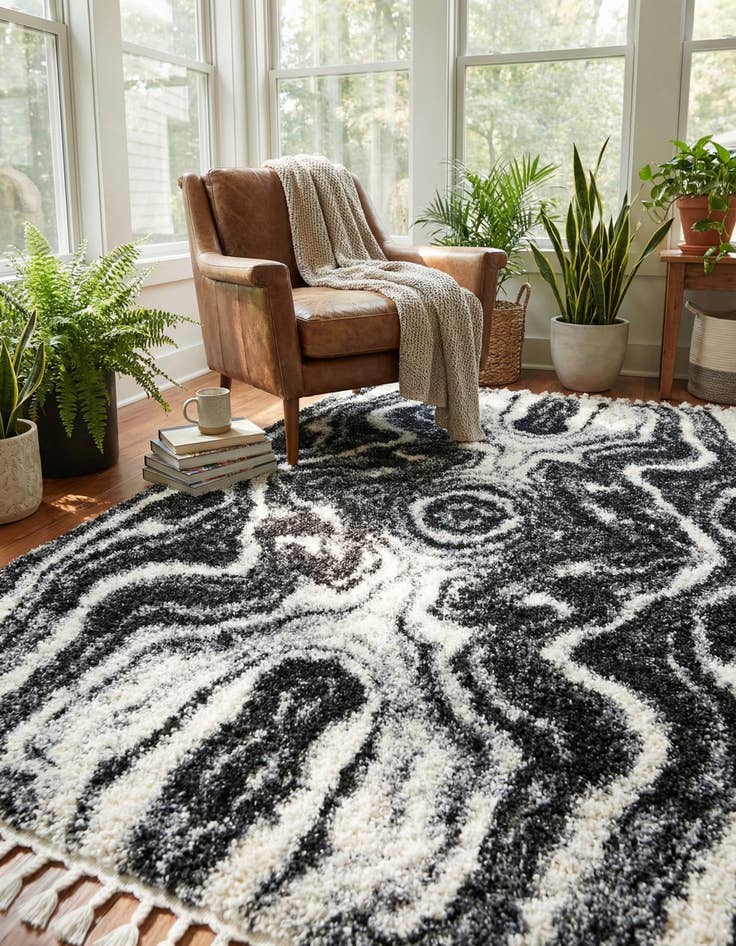 Detail image of  5' 3 x 8' Athena Shag Rug