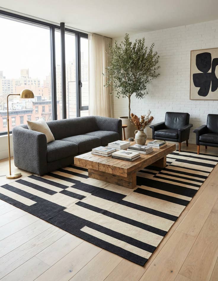 Detail image of 5' 7 x 10' 6  Hand Woven Kilim Modern Wool Rug