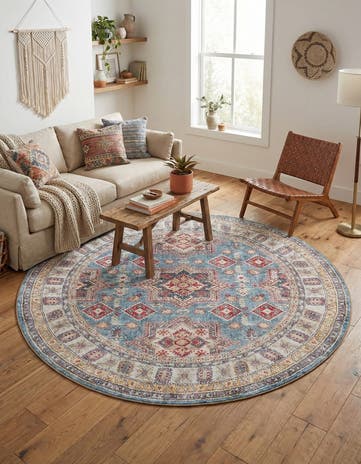 7' 10 x 7' 10 Washable Timeless Round Rug