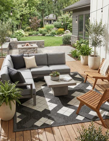 7' 10 x 10' Easy-Clean Modern Indoor / Outdoor Rug