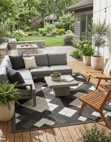7' 10 x 10' Easy-Clean Modern Indoor / Outdoor Rug