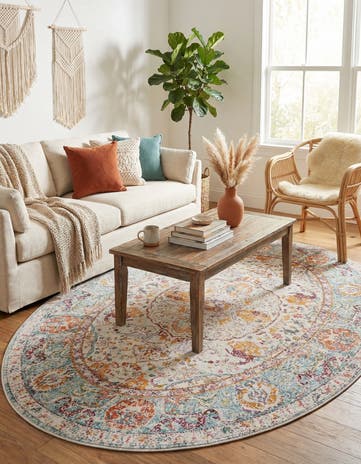 Light Blue Santiago Oval Rug