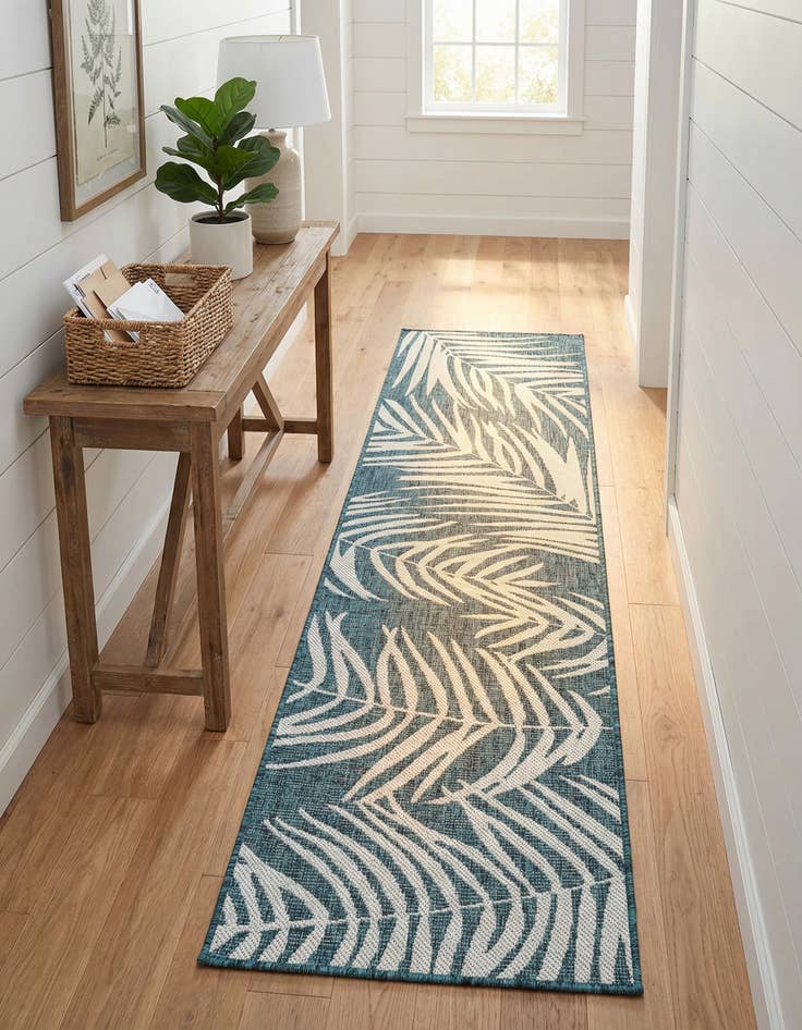 Detail image of 2' x 8'  Washable Botanical Indoor / Outdoor Runner Rug