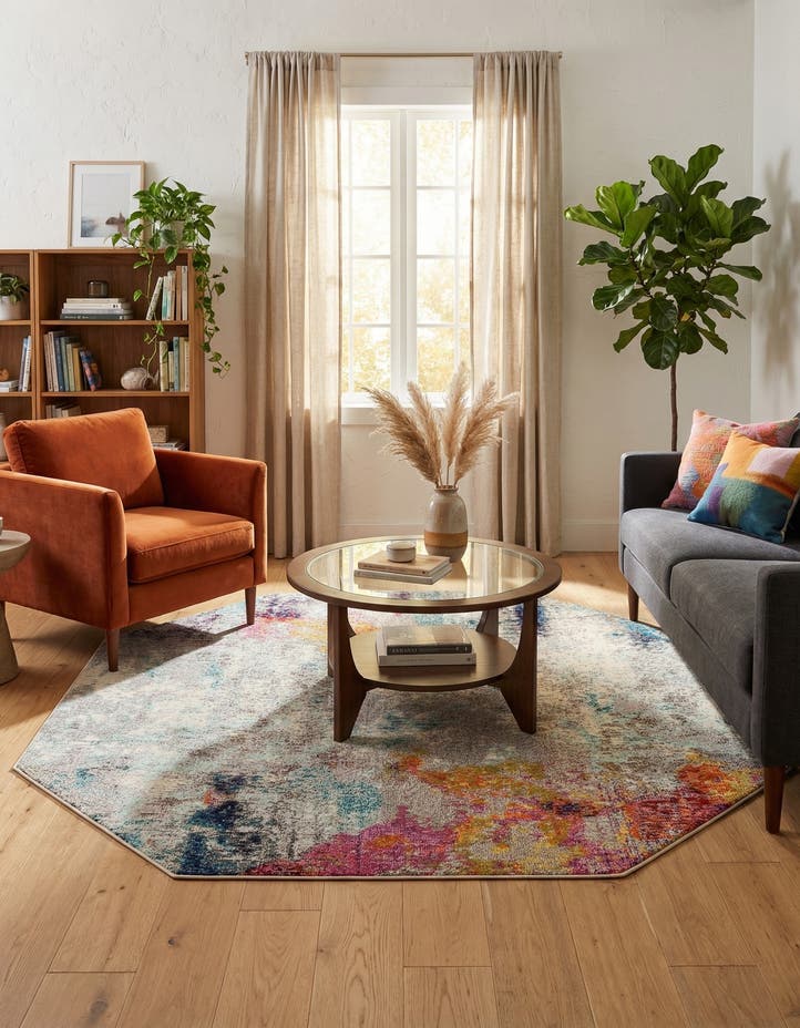 8' x 8' Washable Theia Octagon Rug