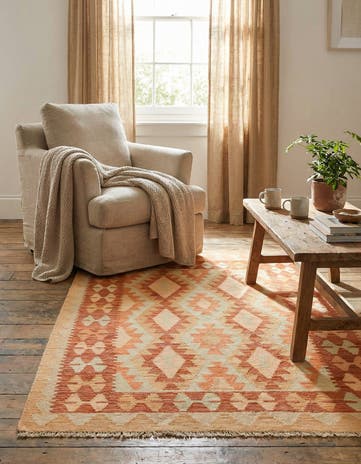 3' 3 x 5' Hand Woven Kilim Waziri Wool Rug