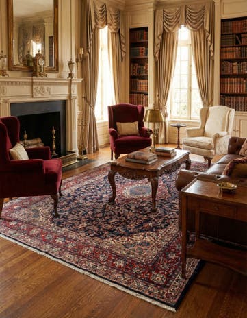 7' 1 x 9' 11 Hand Knotted Sarough Persian Wool Rug