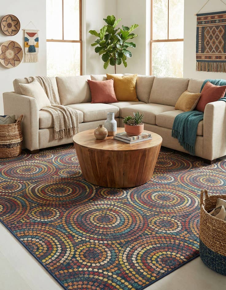 Detail image of 10' x 10'  Washable Baja Indoor / Outdoor Square Rug