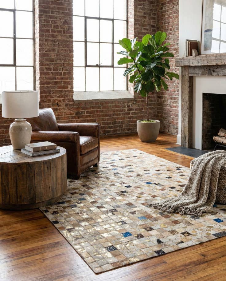 Detail image of 4' 2 x 5' 11 Cowhide - Patchwork Rug