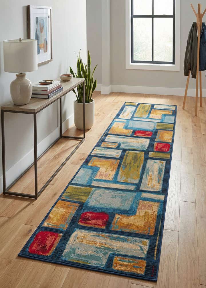 2' 7 x 12' Easy-Clean Modern Indoor / Outdoor Runner Rug