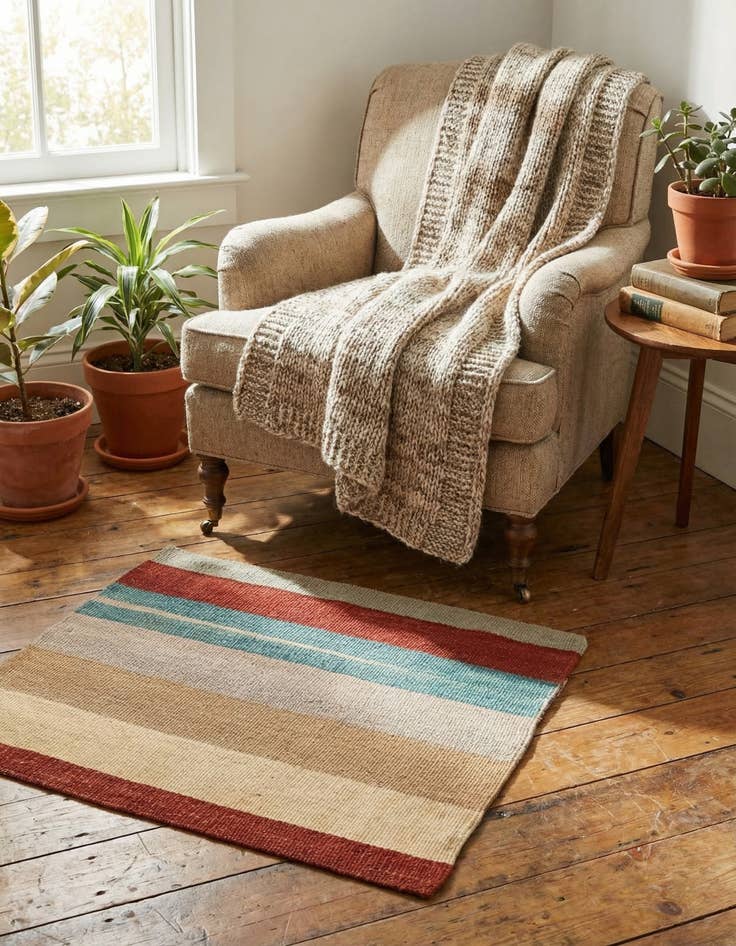 Detail image of 1' 6 x 1' 6 Hand Woven Pillow Wool Square Rug