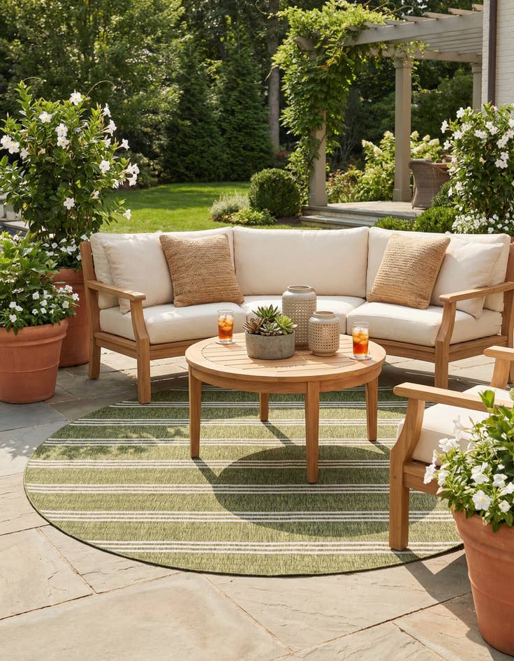 Detail image of 13' x 13'  Washable Jill Zarin Anguilla Indoor / Outdoor Round Rug