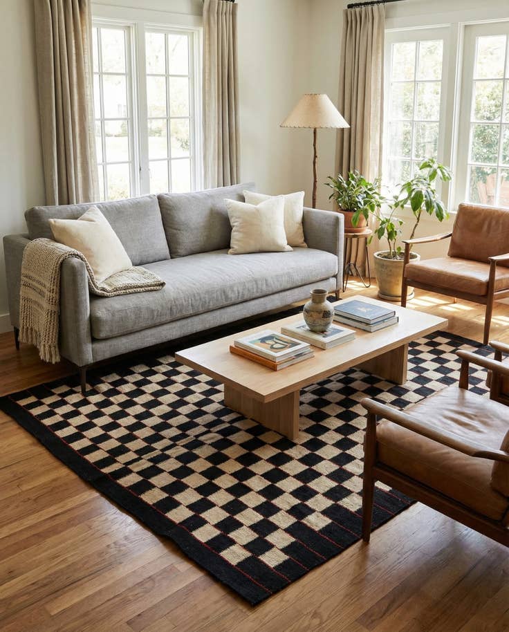 Detail image of 4' 9 x 6' 4 Hand Woven Kilim Modern Wool Rug