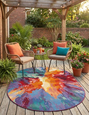 4' x 6' Easy-Clean Modern Indoor / Outdoor Oval Rug