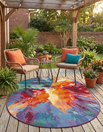 4' x 6' Easy-Clean Modern Indoor / Outdoor Oval Rug