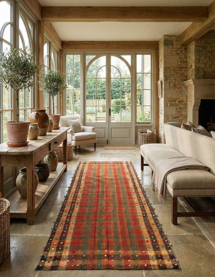 Detail image of 4' 6 x 8' 9 Jajim Wool Runner Rug