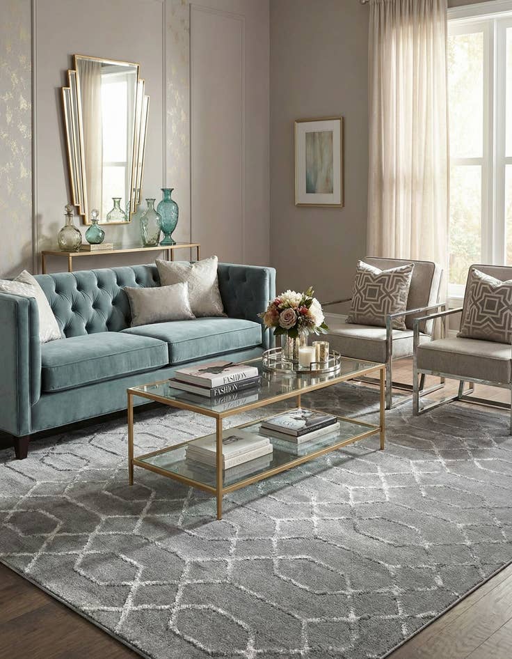 Detail image of  7' 10 x 7' 10  Marilyn Monroe™ Glam Trellis Square Rug