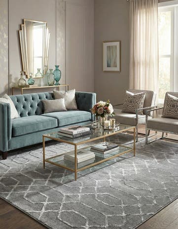 Gray Silver Marilyn Monroe™ Glam Trellis Square Rug
