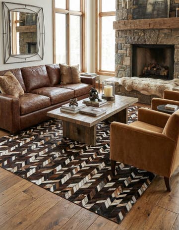 4' 11 x 8' Cowhide Stocks Rug
