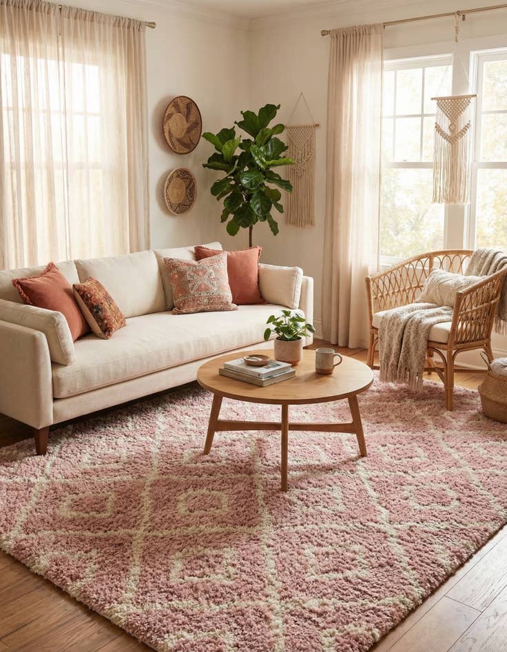 Detail image of  7' 10 x 7' 10 Lattice Shag Square Rug