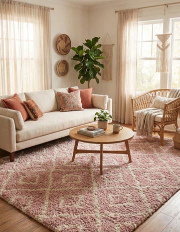 7' 10 x 7' 10 Lattice Shag Square Rug