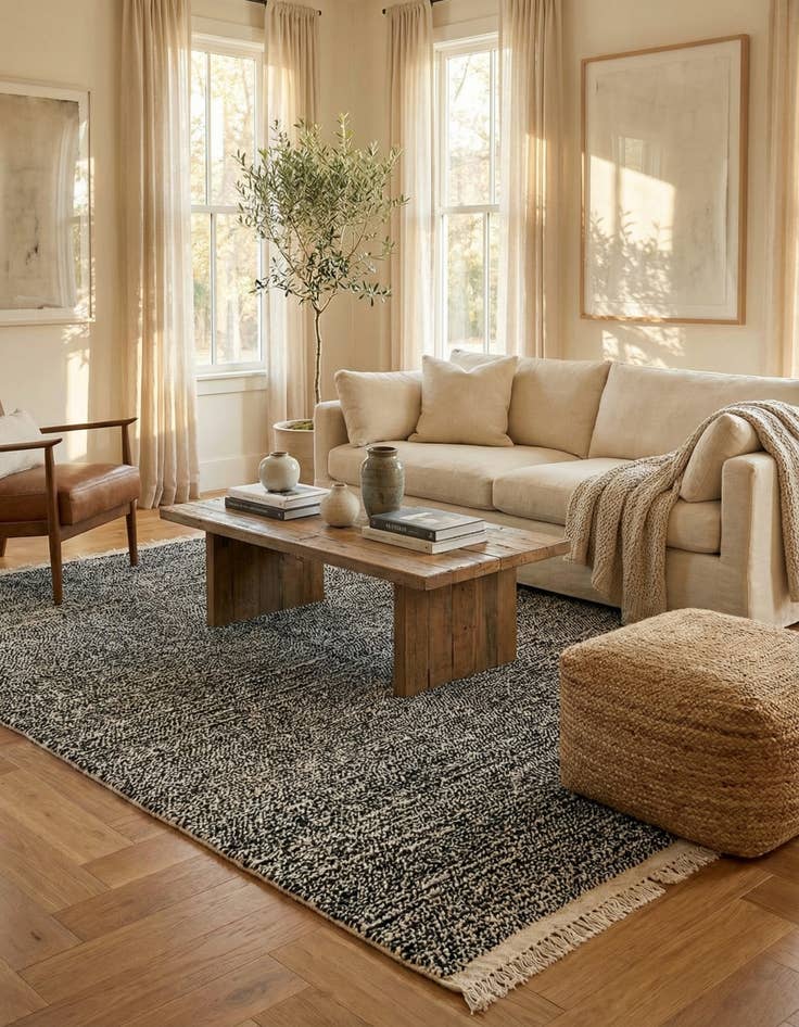 Detail image of 6' 5 x 10'  Hand Knotted Moroccan Wool Rug