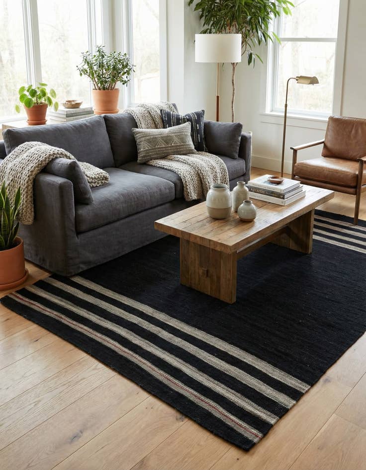 Detail image of 4' 4 x 5' 9  Hand Woven Kilim Modern Wool Rug