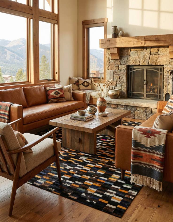 Detail image of  4' 11 x 8' Cowhide - Patchwork Rug