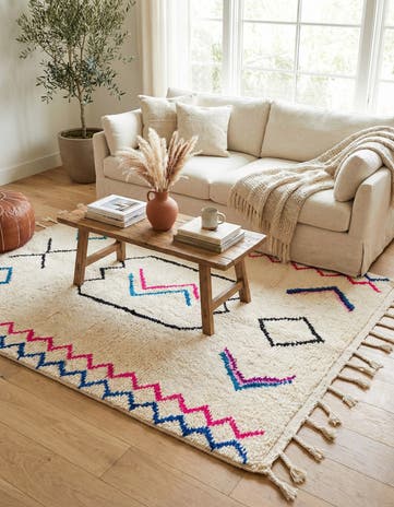 4' 6 x 6' Hand Knotted Moroccan Wool Rug