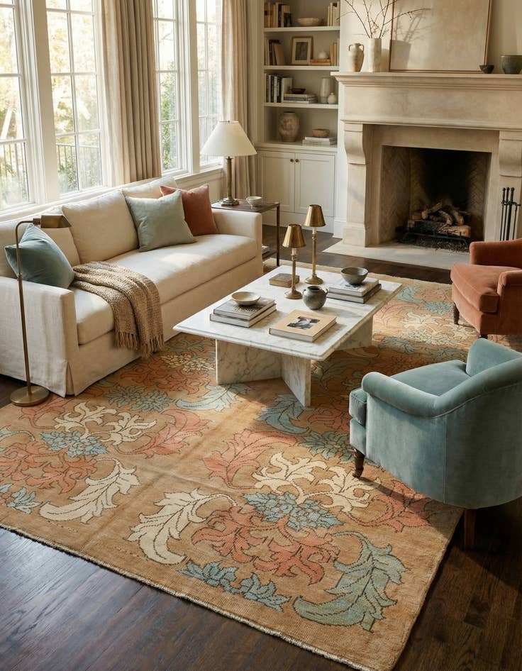 Detail image of 8' 9 x 12' 6  Hand Knotted Oushak Wool Rug