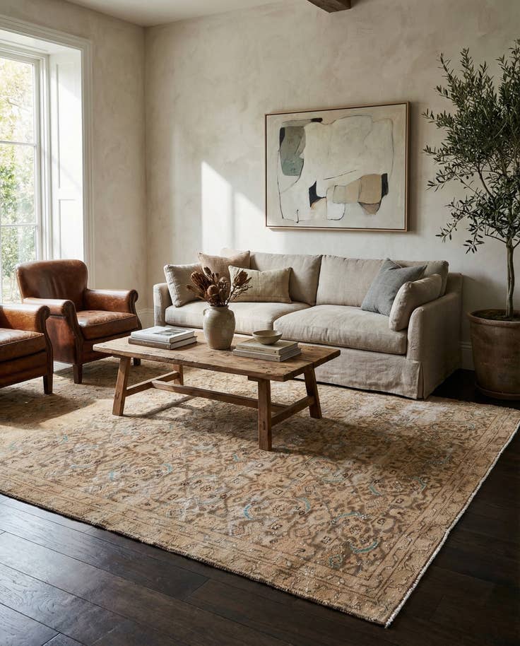 Detail image of 5' 6 x 9' 4 Hand Knotted Ultra Vintage Persian Wool Rug