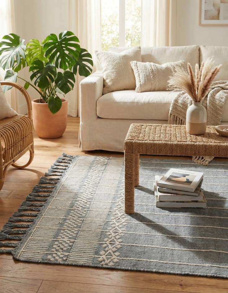 Detail image of  4' 1 x 6' 1  Washable Eco Bohemian Indoor / Outdoor Rug