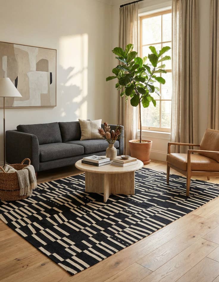 Detail image of 6' 10 x 9' 8 Hand Woven Kilim Modern Wool Rug