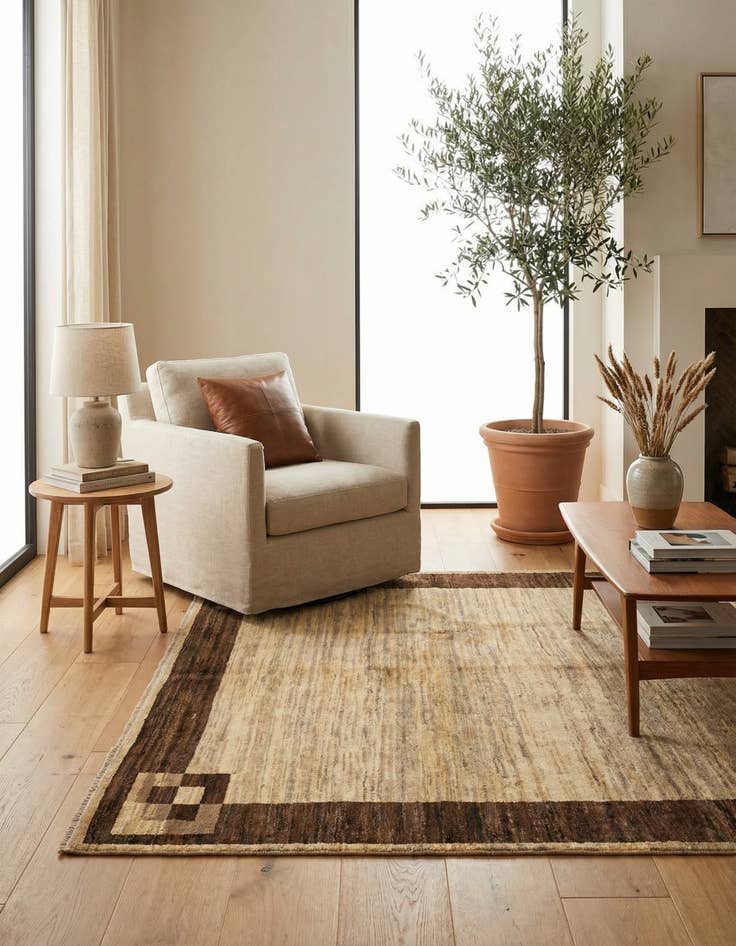 Detail image of 3' 10 x 5' 10  Hand Knotted Modern Ziegler Rug