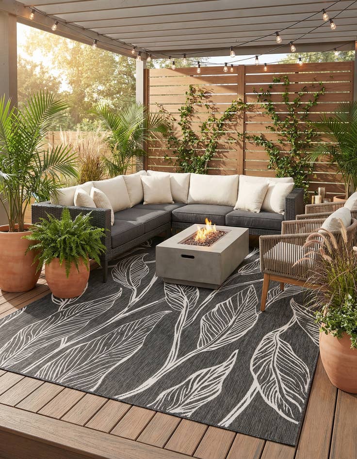 Detail image of  9' x 12'  Washable Botanical Indoor / Outdoor Rug