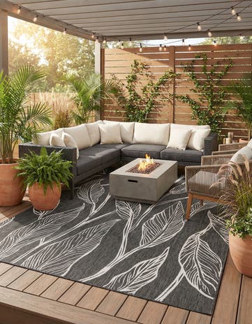9' x 12' Easy-Clean Botanical Indoor / Outdoor Rug