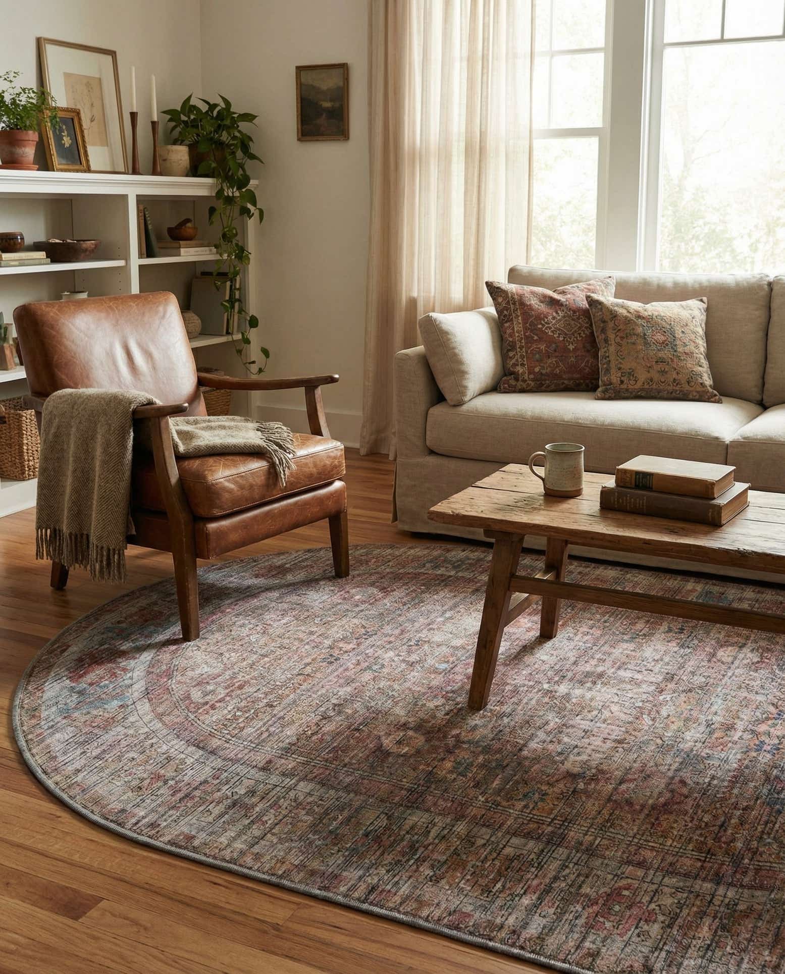 5' 3 x 8' Washable Nostalgia Oval Rug