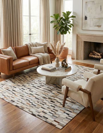5' 1 x 8' Cowhide Stocks Rug