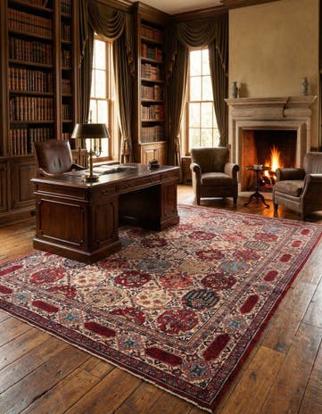 7' 2 x 10' 4 Hand Knotted Sarough Persian Wool Rug
