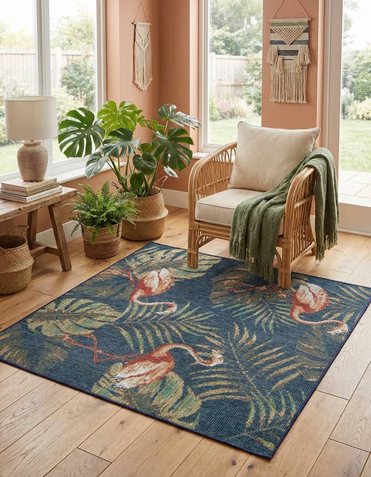 Detail image of 5' 3 x 5' 3  Washable Baja Indoor / Outdoor Square Rug