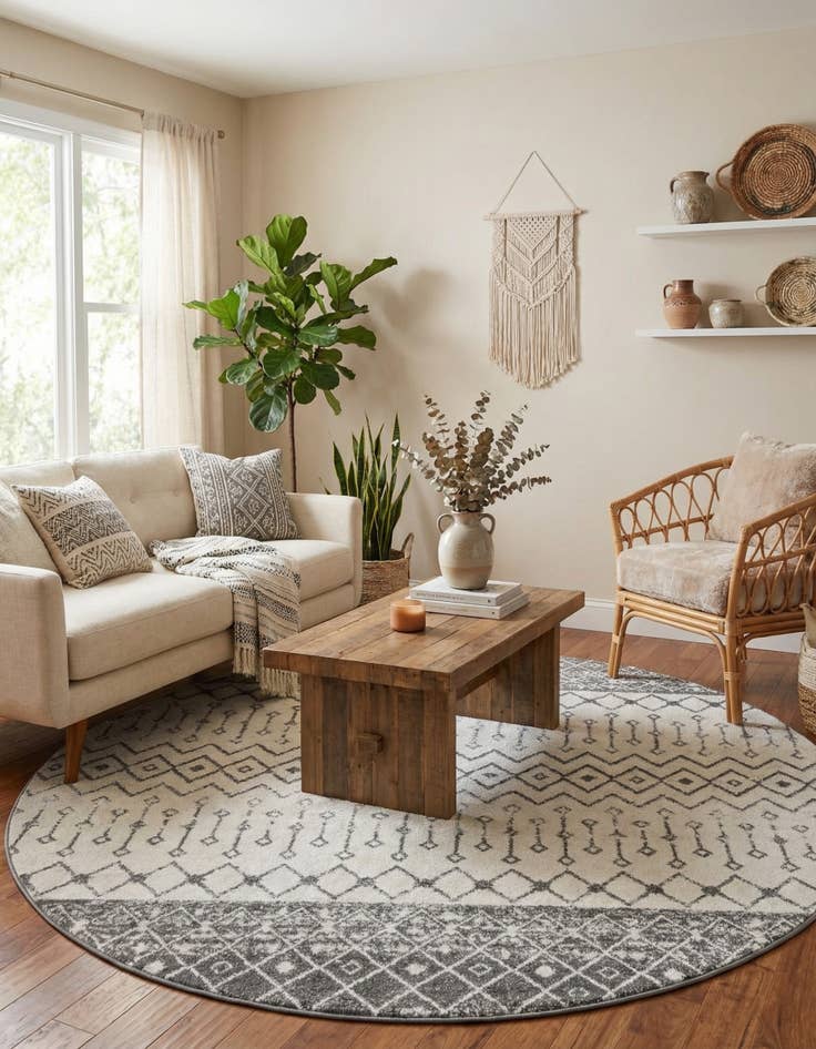 Detail image of  10' x 10' Moroccan Trellis Round Rug